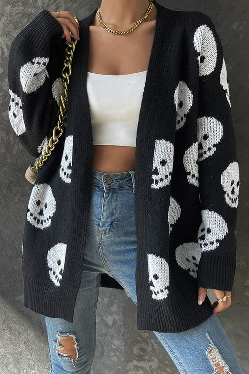 Halloween Print Knit Cardigan